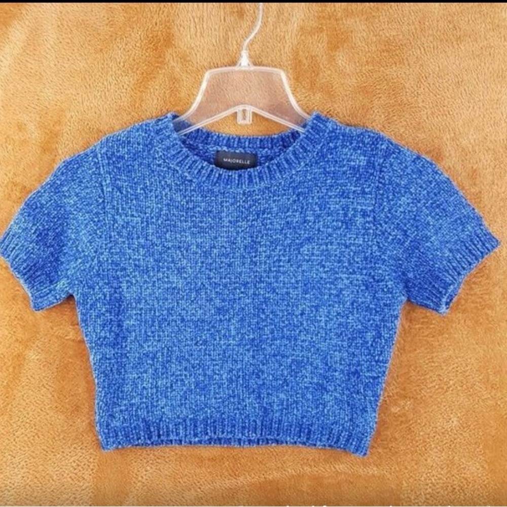 MAJORELLE Denitza Chenille Top in Blue. Women’s size small.